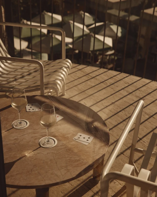 Toast to golden hour. A glass of chilled Chablis, soft sun and the gentle rhythm of poolside stillness. Our signature unwinding ritual. #TheCalile #JamesSt #Brisbane